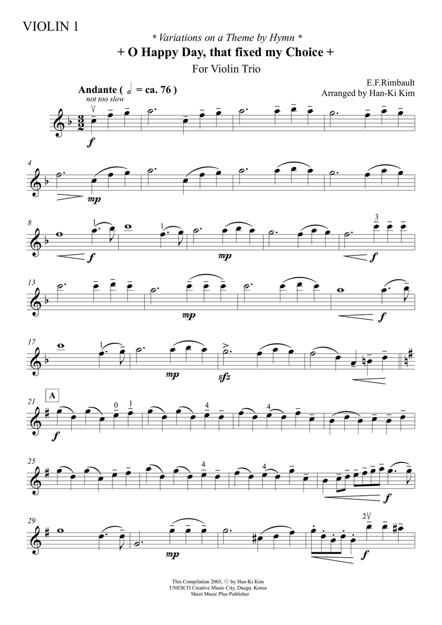 O Happy Day that fixed my choice (For 3 Violins) Small Ensemble scores gallery preview page 6