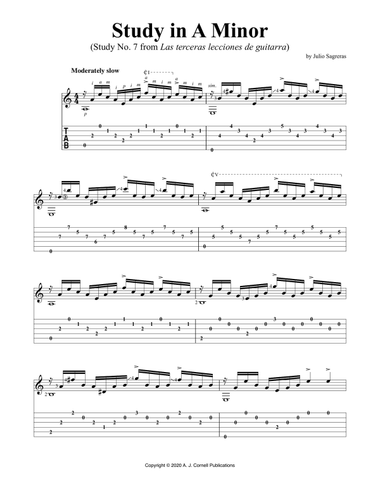 Study in A Minor (Study No. 7 from Las terceras lecciones de guitarra)
