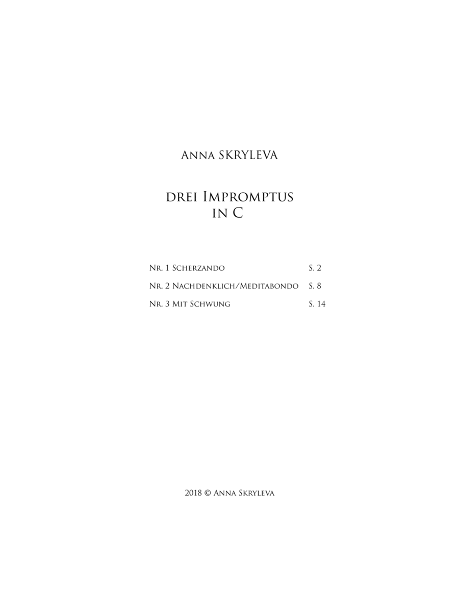 Drei Impromptus in C Piano Solo scores gallery preview page 1