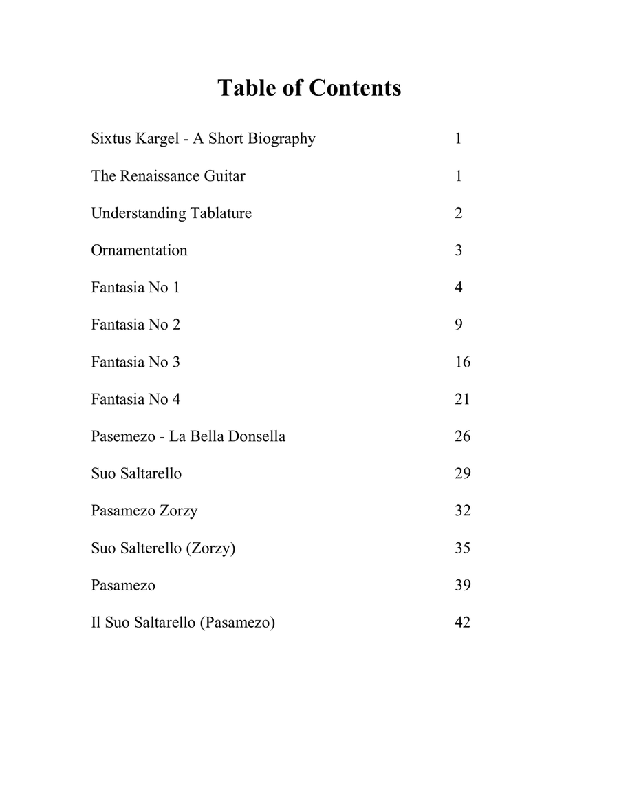 Sixtus Kargel: Ten Lute Pieces Transcribed For the Renaissance Guitar and Baritone Ukulele Lute scores gallery preview page 2