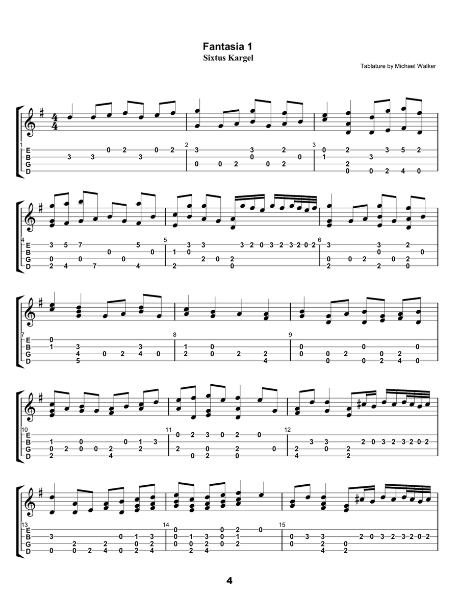 Sixtus Kargel: Ten Lute Pieces Transcribed For the Renaissance Guitar and Baritone Ukulele Lute scores gallery preview page 6