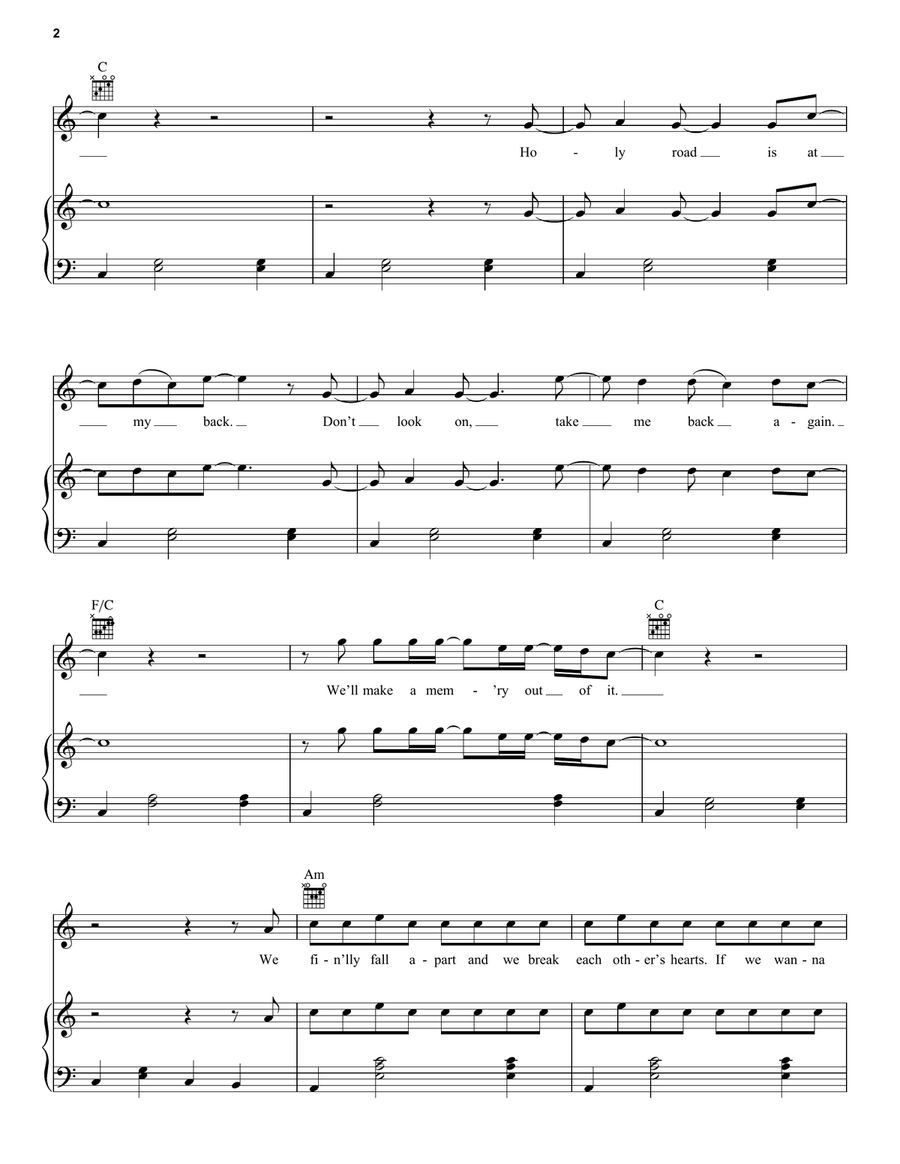 Not Today (from Me Before You) Piano, Vocal, Guitar scores gallery preview page 2