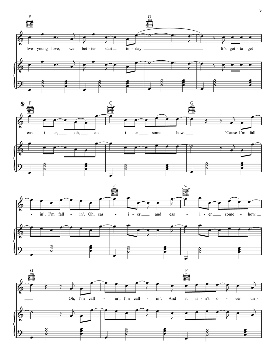 Not Today (from Me Before You) Piano, Vocal, Guitar scores gallery preview page 3