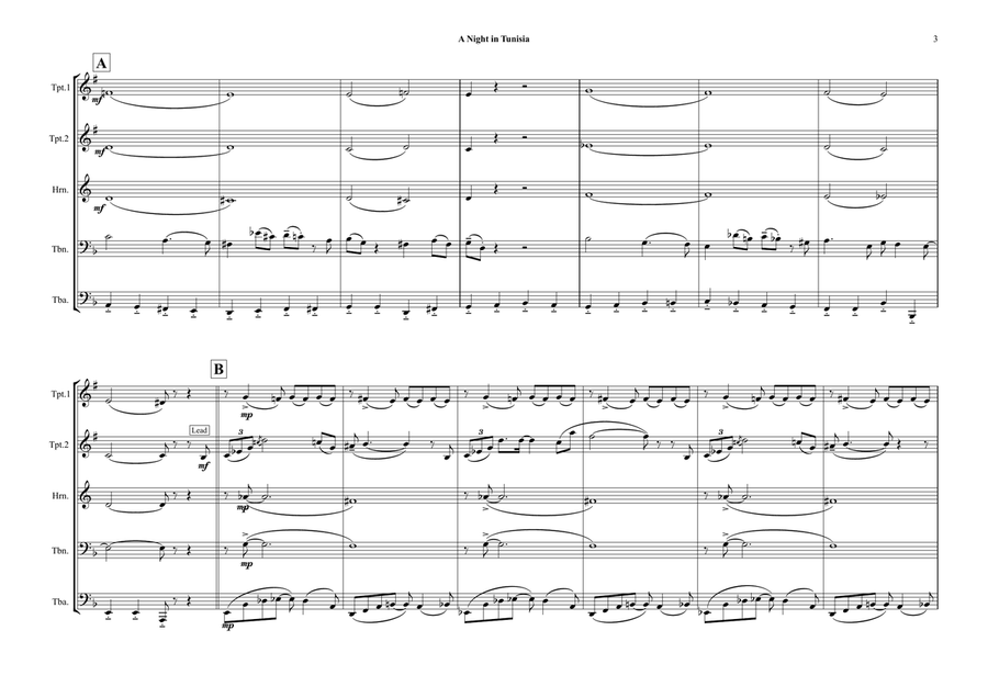 A Night In Tunisia Brass Ensemble scores gallery preview page 3