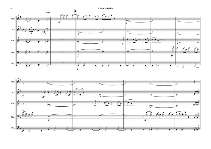 A Night In Tunisia Brass Ensemble scores gallery preview page 4