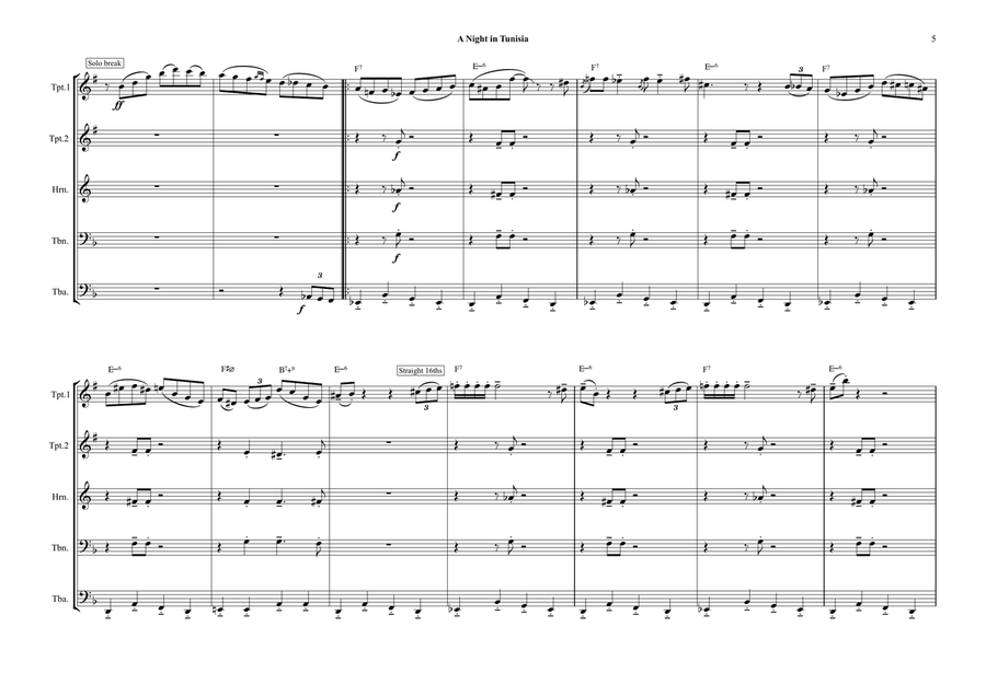 A Night In Tunisia Brass Ensemble scores gallery preview page 5
