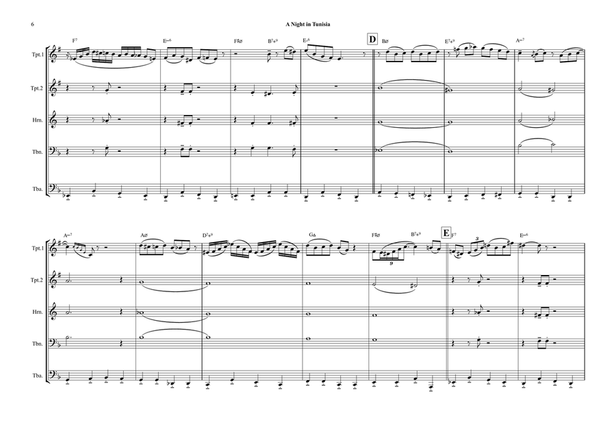 A Night In Tunisia Brass Ensemble scores gallery preview page 6