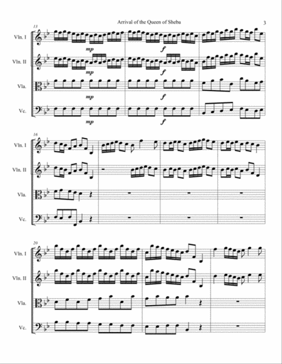The Arrival of the Queen of Sheba String Orchestra scores gallery preview page 4