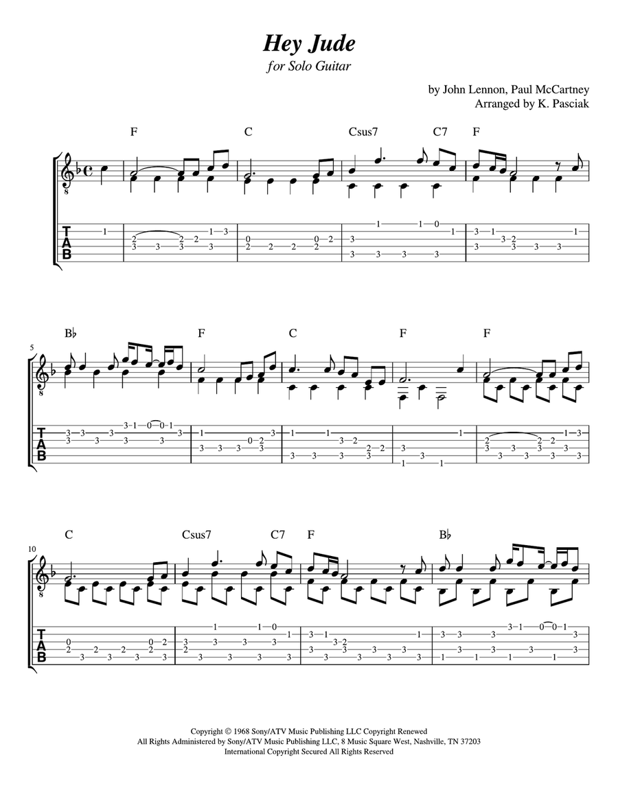 Hey Jude Hey Jude Guitar Tablature scores gallery preview page 3