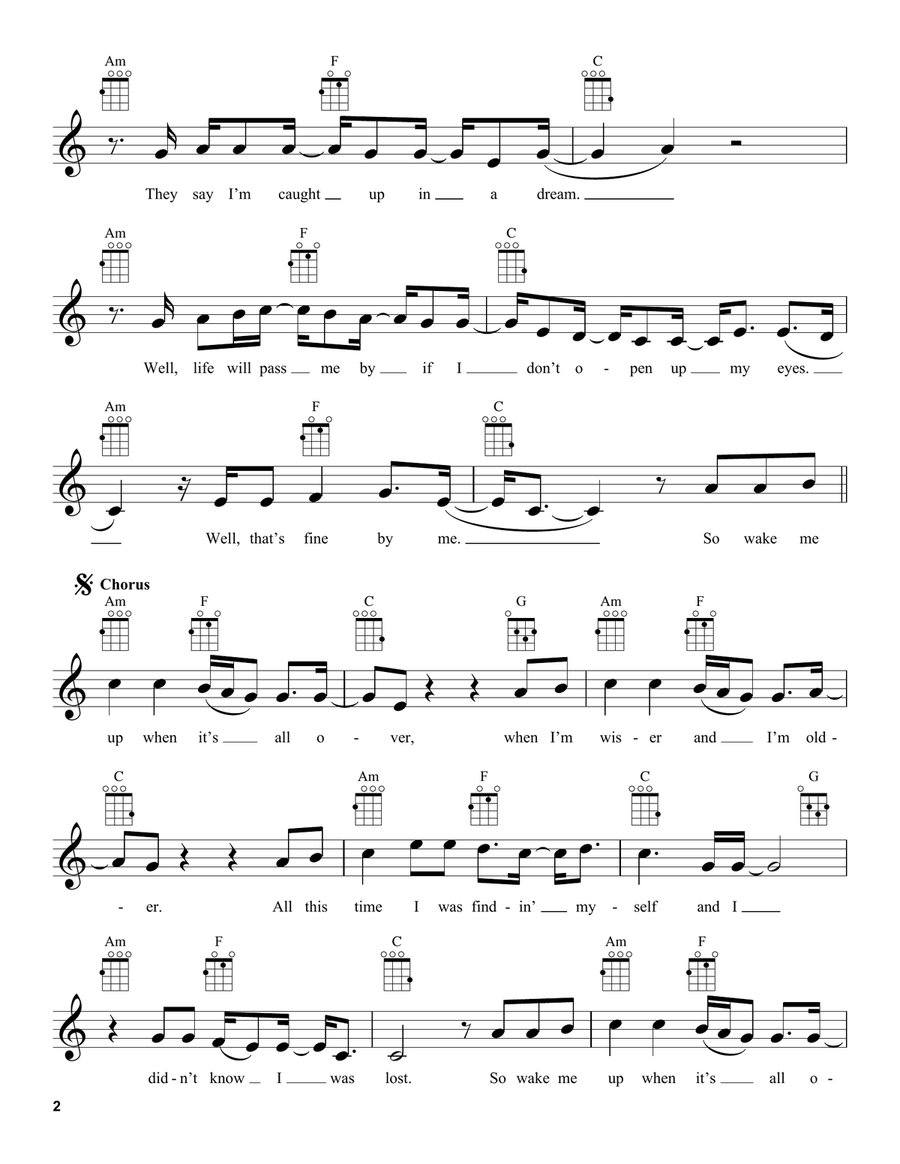 Wake Me Up Wake Me Up Ukulele scores gallery preview page 2