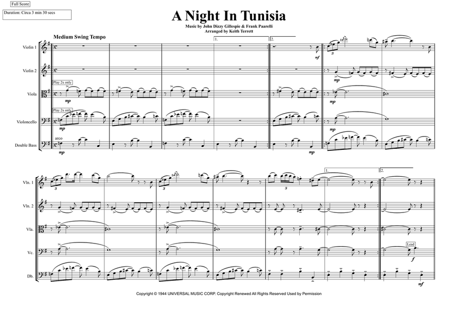 A Night In Tunisia String Orchestra scores gallery preview page 2