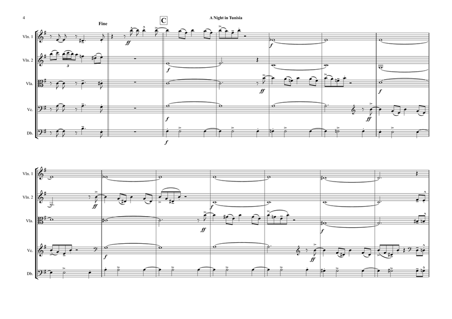 A Night In Tunisia String Orchestra scores gallery preview page 4