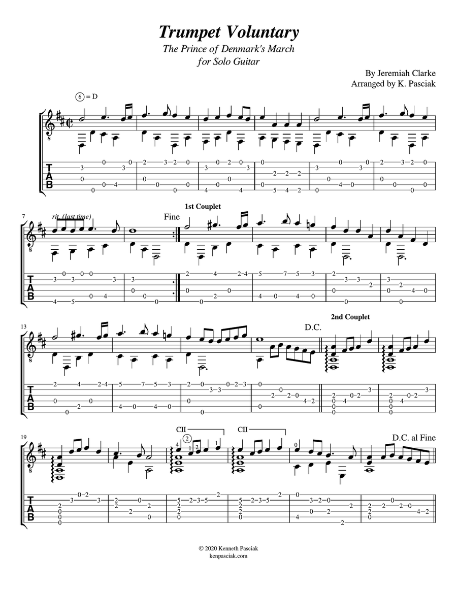 Trumpet Voluntary (for Solo Guitar) Trumpet Solo scores gallery preview page 3
