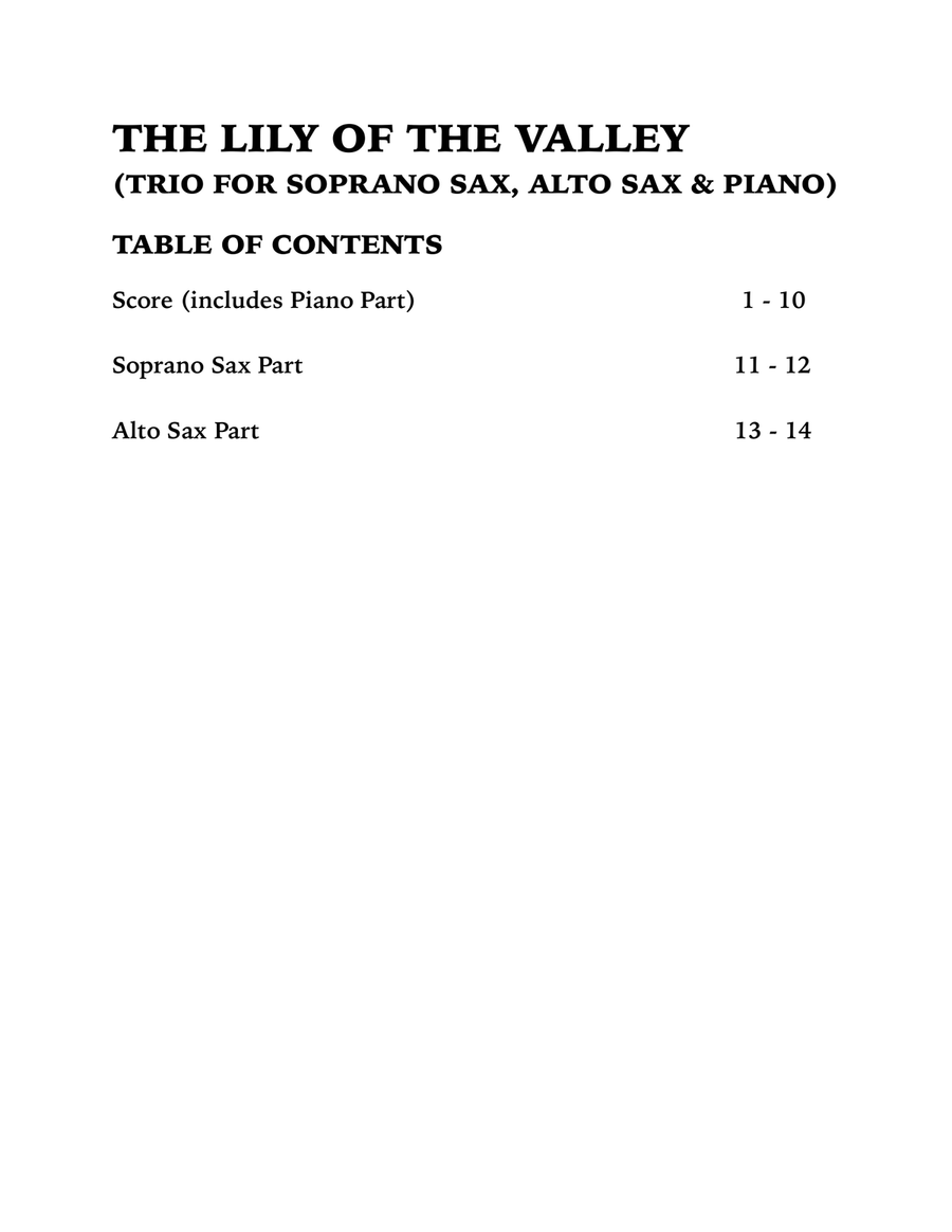 The Lily of the Valley (Trio for Soprano Sax, Alto Sax and Piano) Small Ensemble scores gallery preview page 4