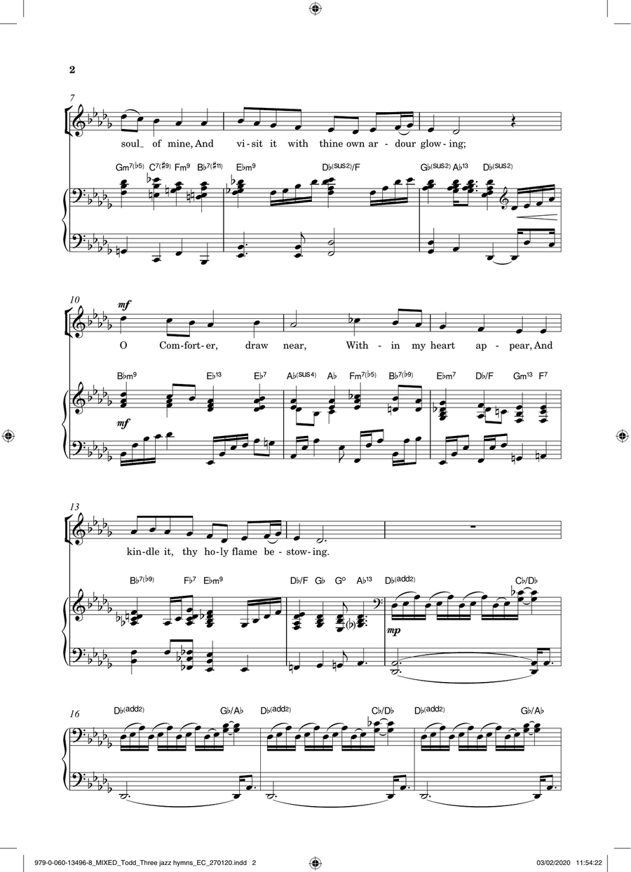 Three Jazz Hymns (Come Down, O Love Divine; God Is Love/Love Divine; Let All Mortal Flesh) 4-Part scores gallery preview page 2
