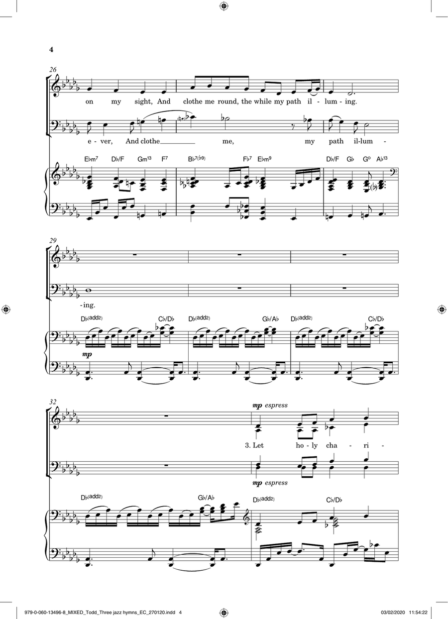 Three Jazz Hymns (Come Down, O Love Divine; God Is Love/Love Divine; Let All Mortal Flesh) 4-Part scores gallery preview page 4