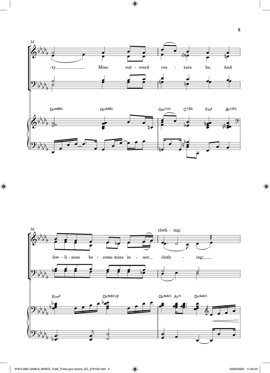 Three Jazz Hymns (Come Down, O Love Divine; God Is Love/Love Divine; Let All Mortal Flesh) 4-Part scores gallery preview page 5