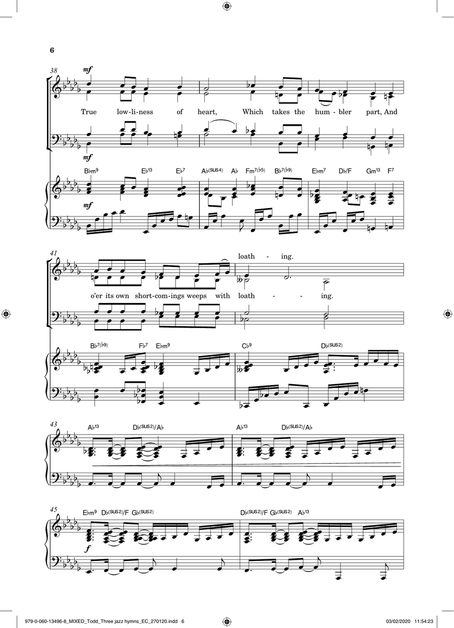 Three Jazz Hymns (Come Down, O Love Divine; God Is Love/Love Divine; Let All Mortal Flesh) 4-Part scores gallery preview page 6