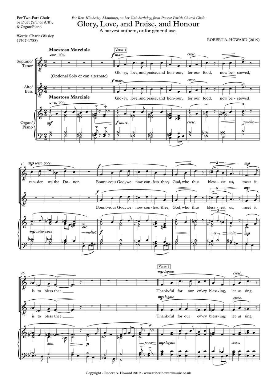 Glory, Love, and Praise, and Honour (SA version) SA scores gallery preview page 2