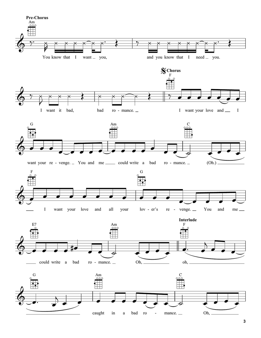Bad Romance Bad Romance Ukulele scores gallery preview page 3
