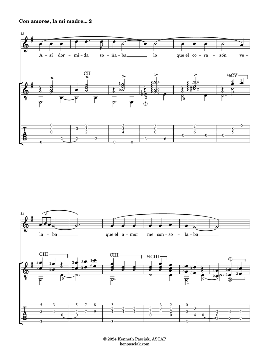 Con amores, la mi madre (for Voice and Guitar) Acoustic Guitar scores gallery preview page 4