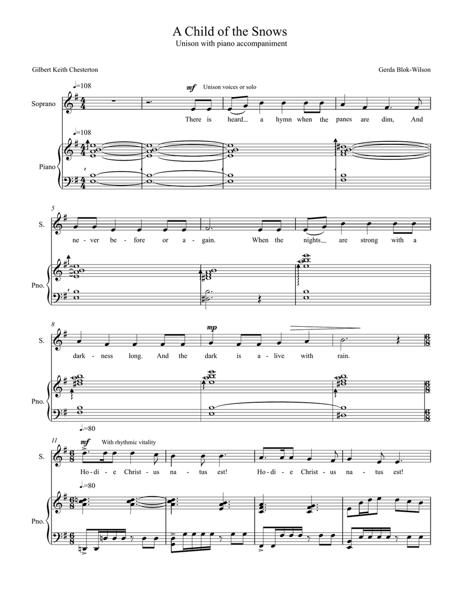 Child of the Snows Unison Choir scores gallery preview page 2