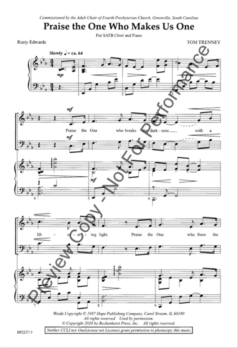 Praise the One Who Makes Us One 4-Part scores gallery preview page 3