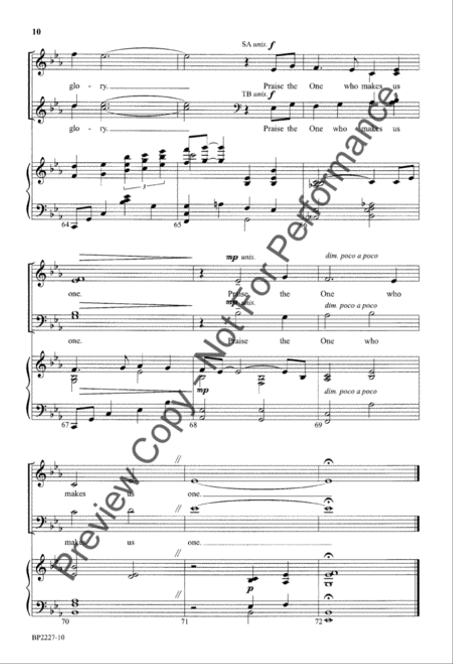 Praise the One Who Makes Us One 4-Part scores gallery preview page 10