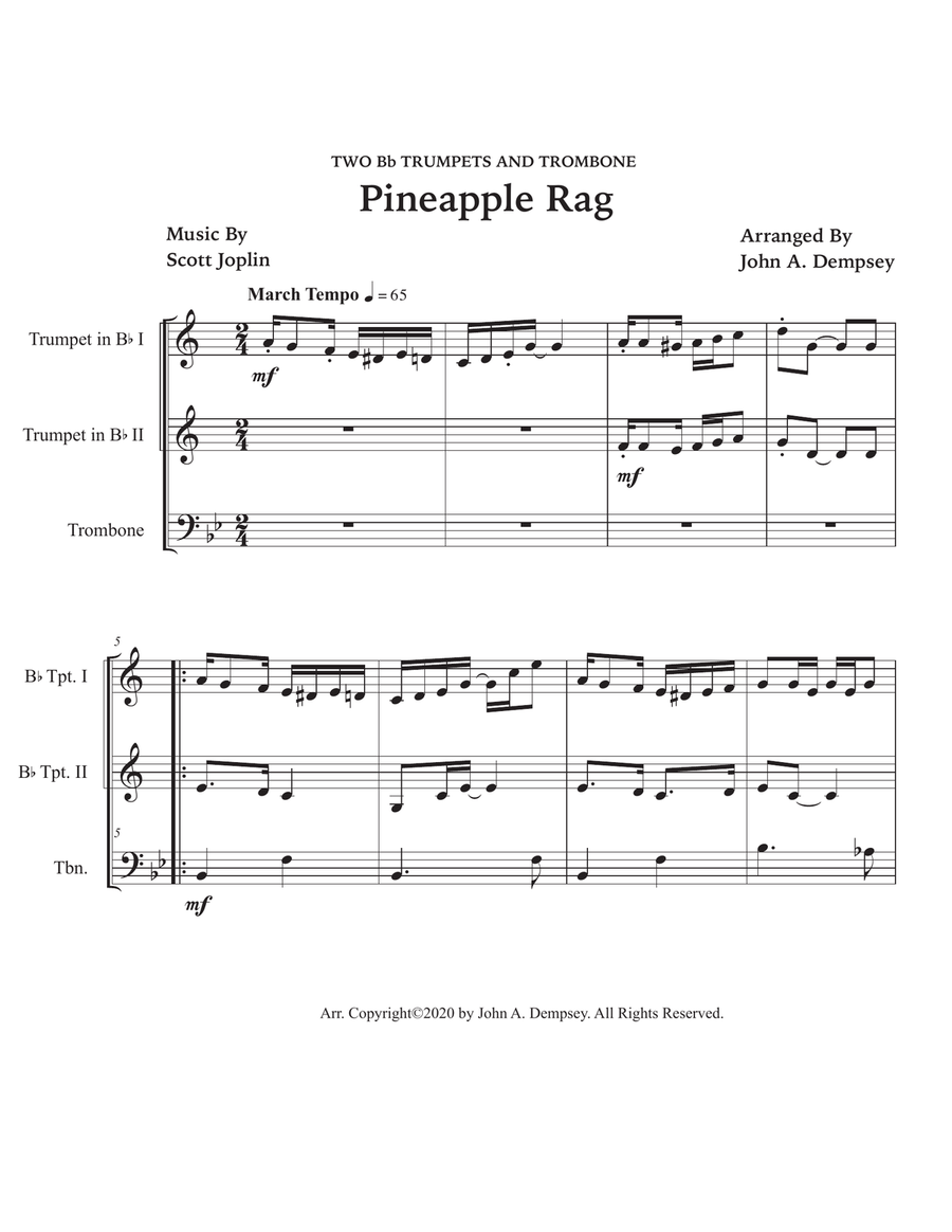 Pineapple Rag (Brass Trio for Two Trumpets and Trombone) Brass Trio scores gallery preview page 5
