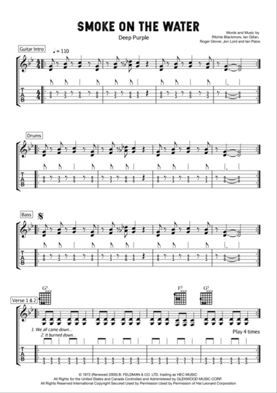 Smells Like Teen Spirit Guitar Tablature scores gallery preview page 1