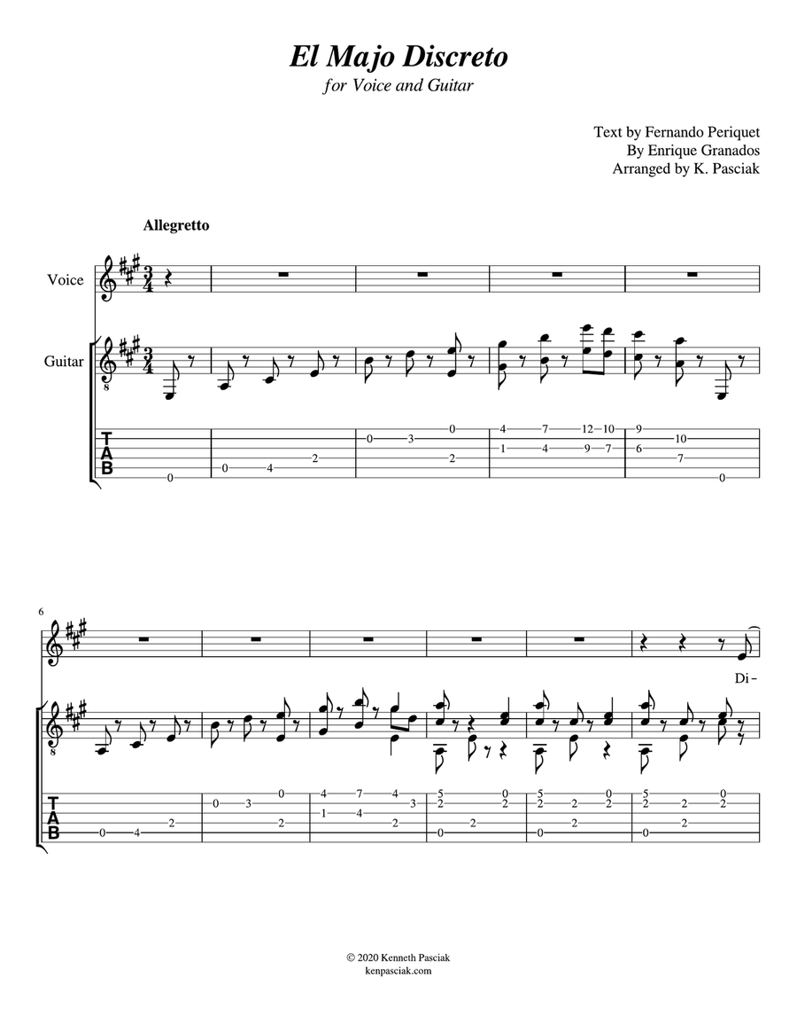 El Majo Discreto (for Voice and Guitar) Acoustic Guitar scores gallery preview page 3