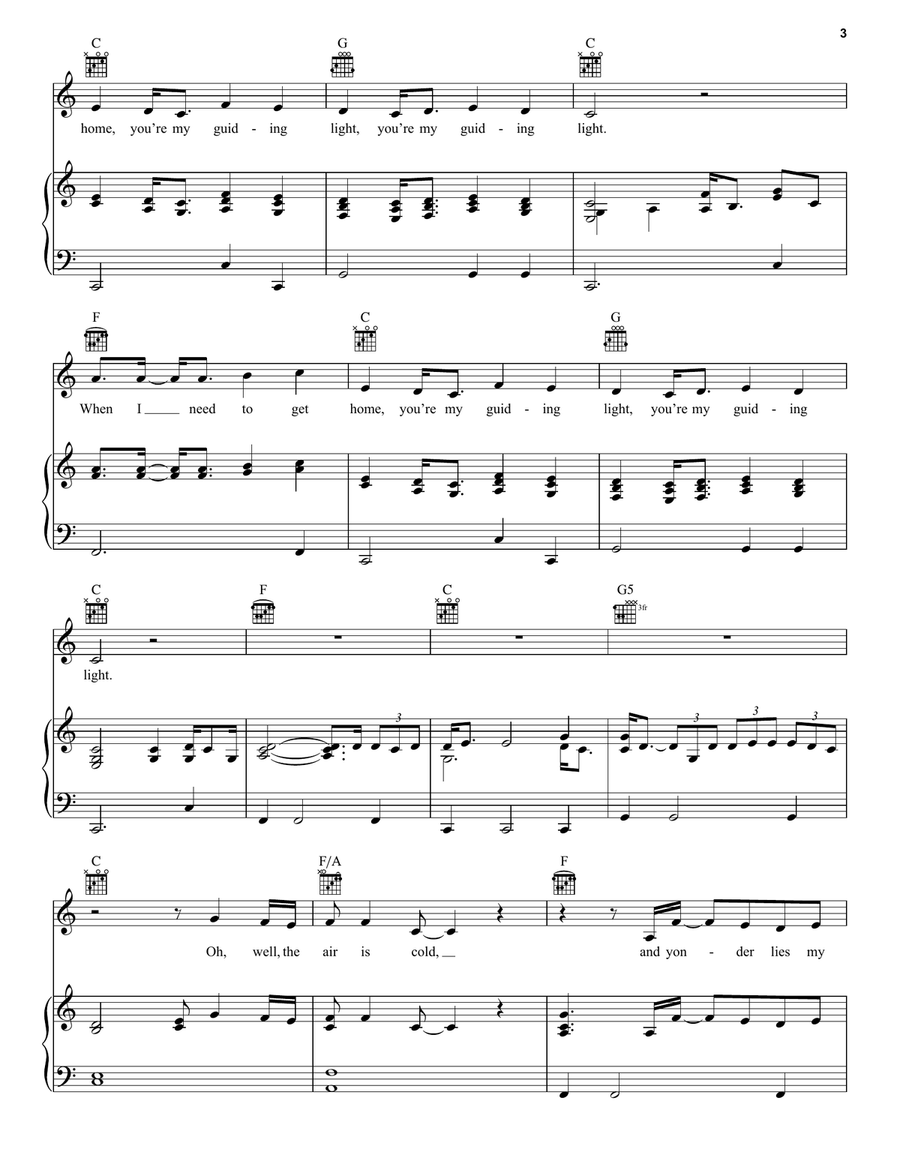 Guiding Light Guiding Light Piano, Vocal, Guitar scores gallery preview page 3