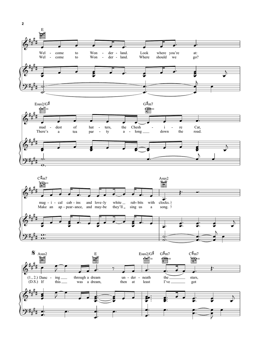 Welcome To Wonderland Welcome To Wonderland Piano, Vocal, Guitar scores gallery preview page 2