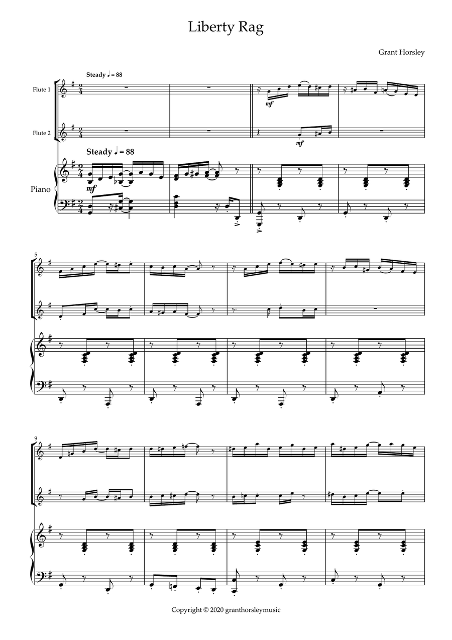 Liberty Rag. For Flute Duet and Piano Flute Duet scores gallery preview page 2