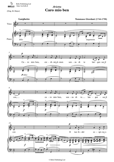 Caro mio ben (C Major)