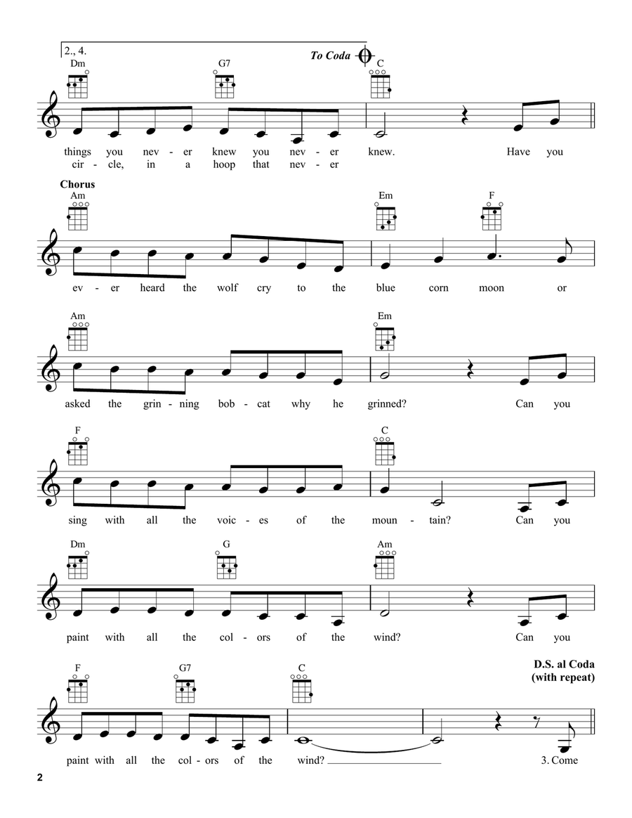 Colors Of The Wind (from Pocahontas) Ukulele scores gallery preview page 2