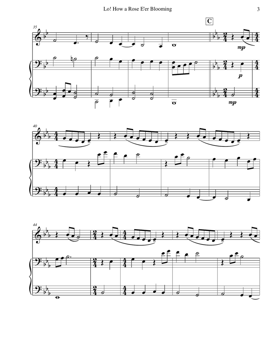 Lo! How a Rose E'er Blooming (Trombone & Piano) Piano scores gallery preview page 5