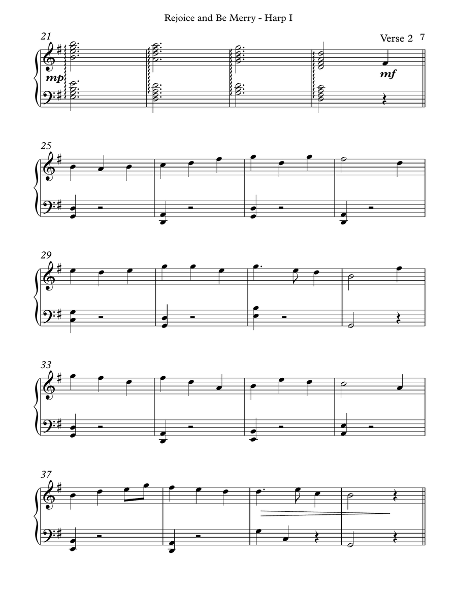 Rejoice and Be Merry, Gallery Carol, Roud V9595, Harp I Celtic Harp scores gallery preview page 3