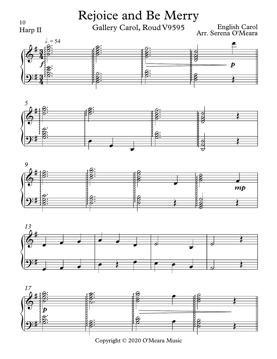 Rejoice and Be Merry, Gallery Carol, Roud V9595, Harp II Celtic Harp scores gallery preview page 2