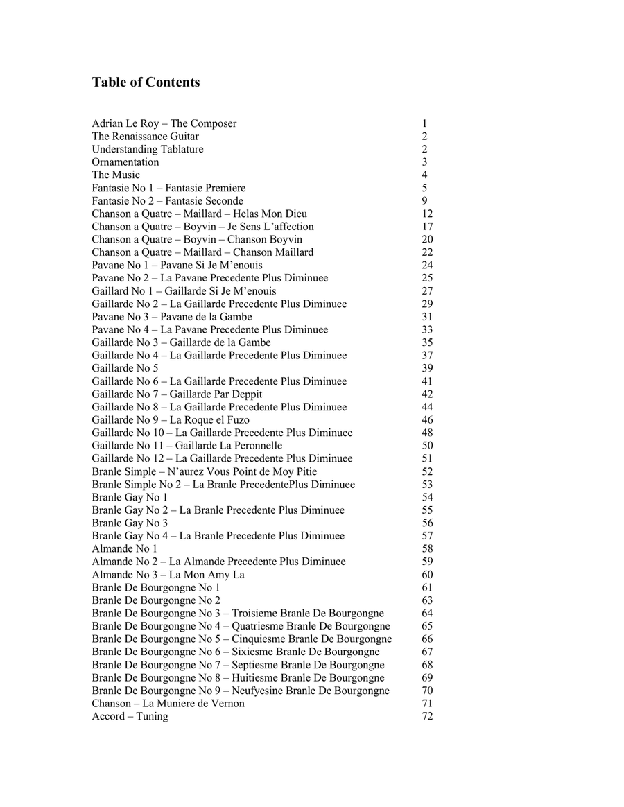 Adrian Le Roy: First Book of Guitar Tablature Classical Guitar scores gallery preview page 2