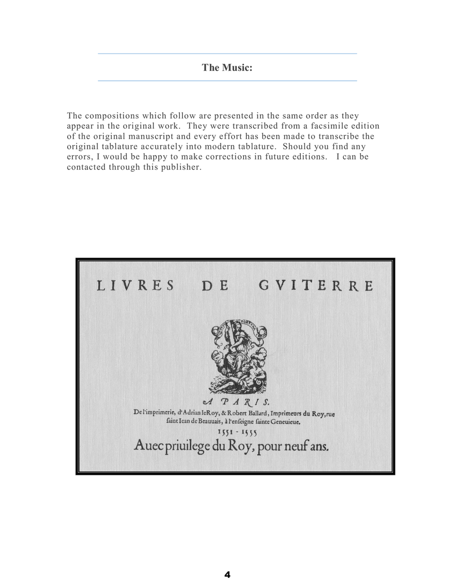 Adrian Le Roy: First Book of Guitar Tablature Classical Guitar scores gallery preview page 6