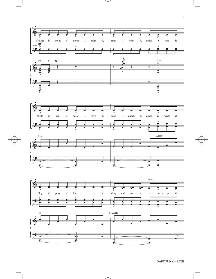 Daft Punk (Choral Medley) (arr. Mark Brymer) 4-Part scores gallery preview page 2