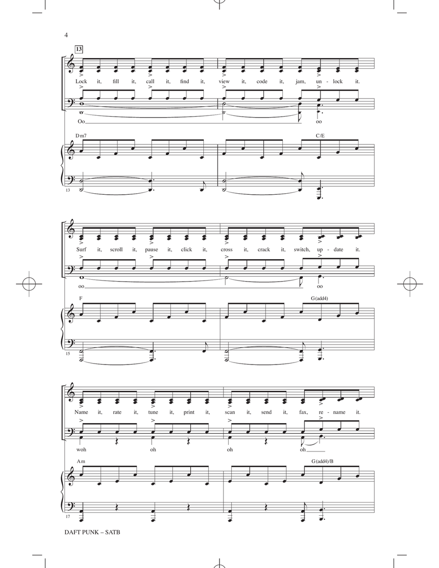 Daft Punk (Choral Medley) (arr. Mark Brymer) 4-Part scores gallery preview page 3