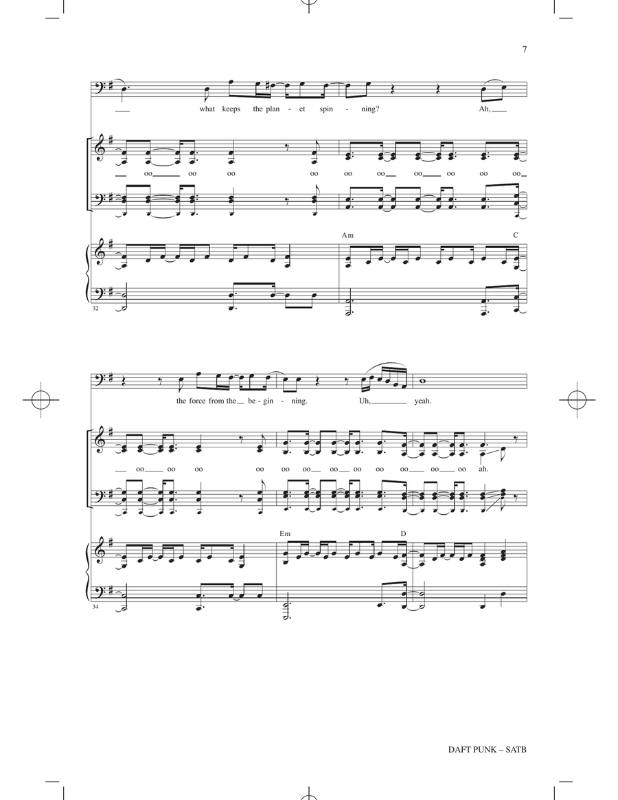 Daft Punk (Choral Medley) (arr. Mark Brymer) 4-Part scores gallery preview page 6