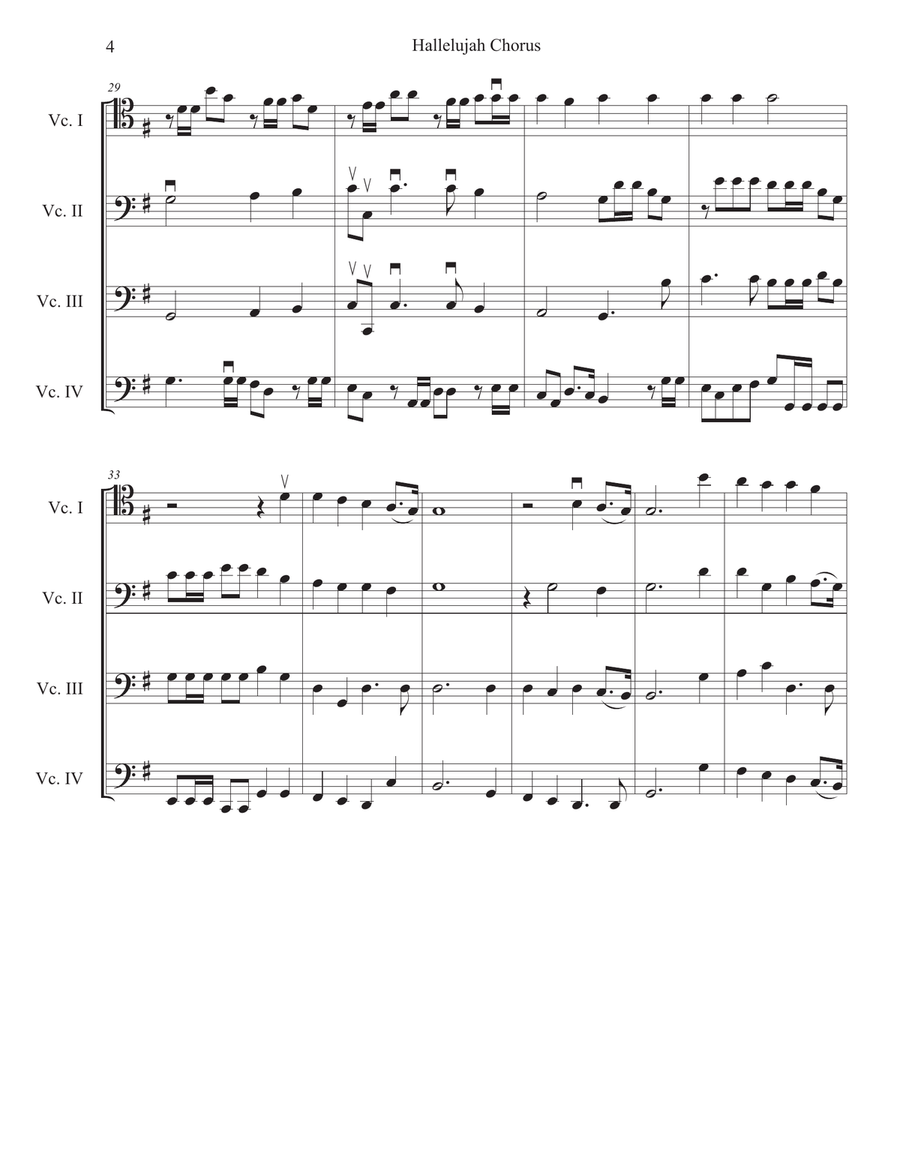 Hallelujah Chorus for cello quartet (or cello choir/cello ensemble) Chamber Music scores gallery preview page 4