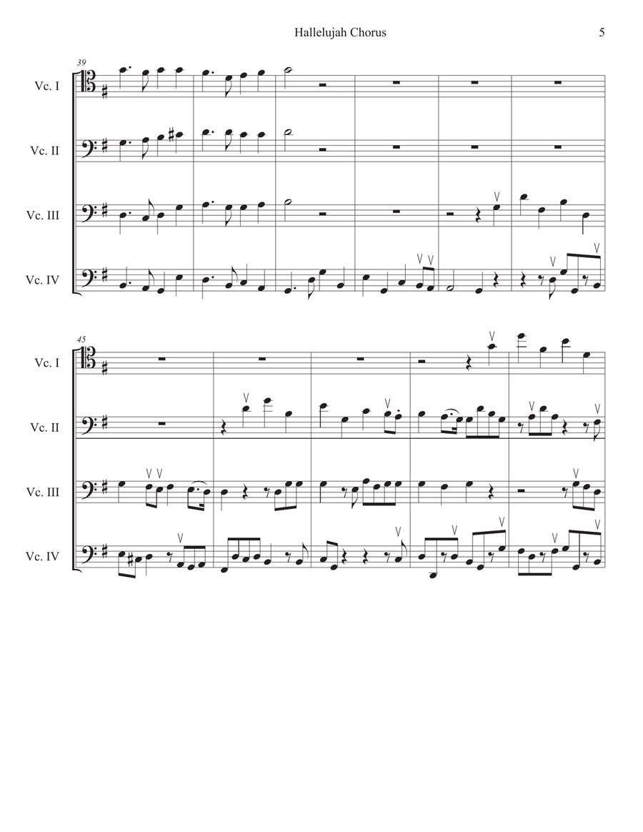 Hallelujah Chorus for cello quartet (or cello choir/cello ensemble) Chamber Music scores gallery preview page 5