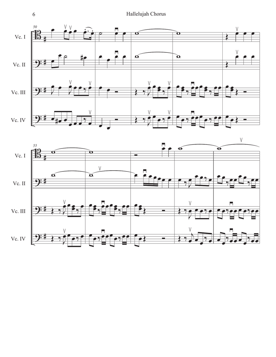 Hallelujah Chorus for cello quartet (or cello choir/cello ensemble) Chamber Music scores gallery preview page 6