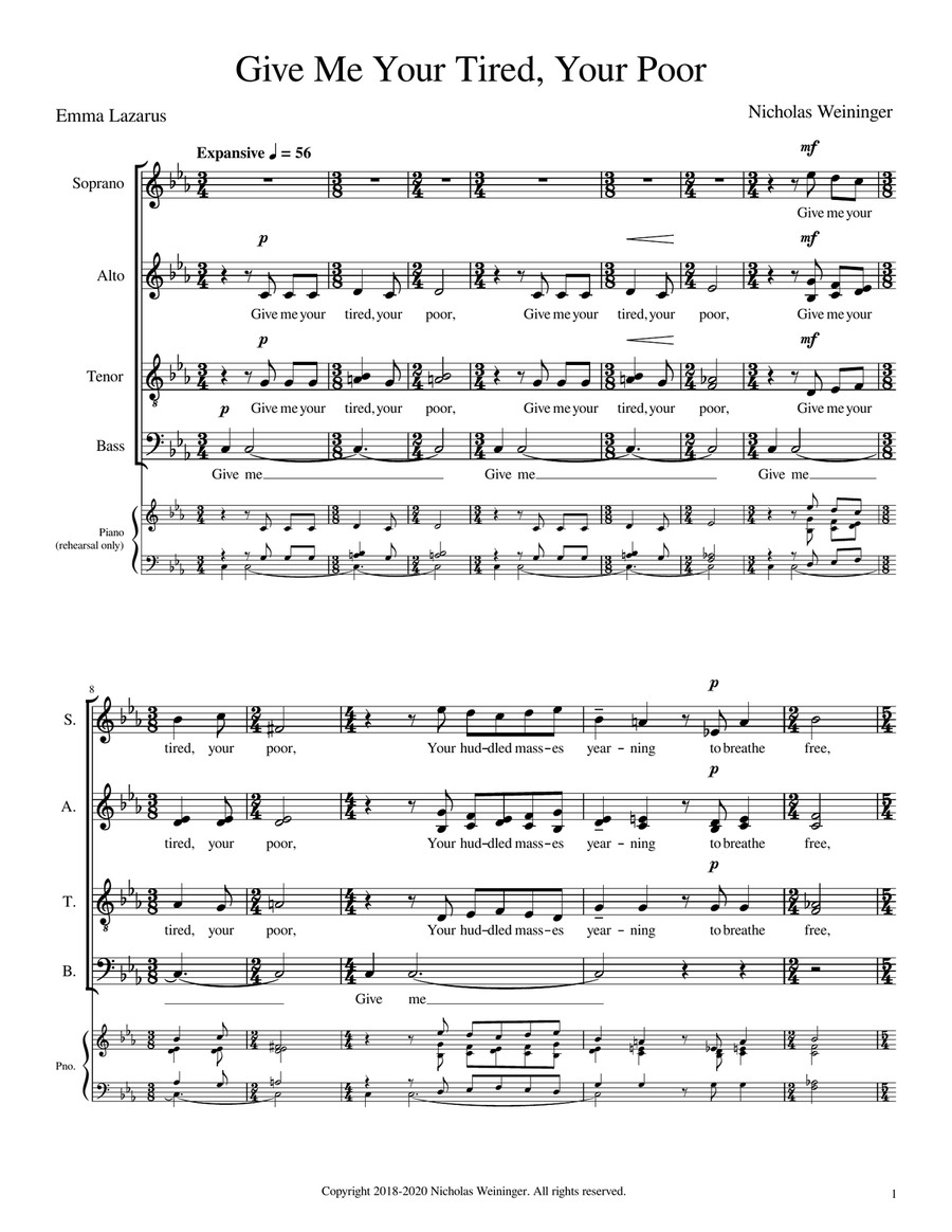 Give Me Your Tired, Your Poor 4-Part scores gallery preview page 3