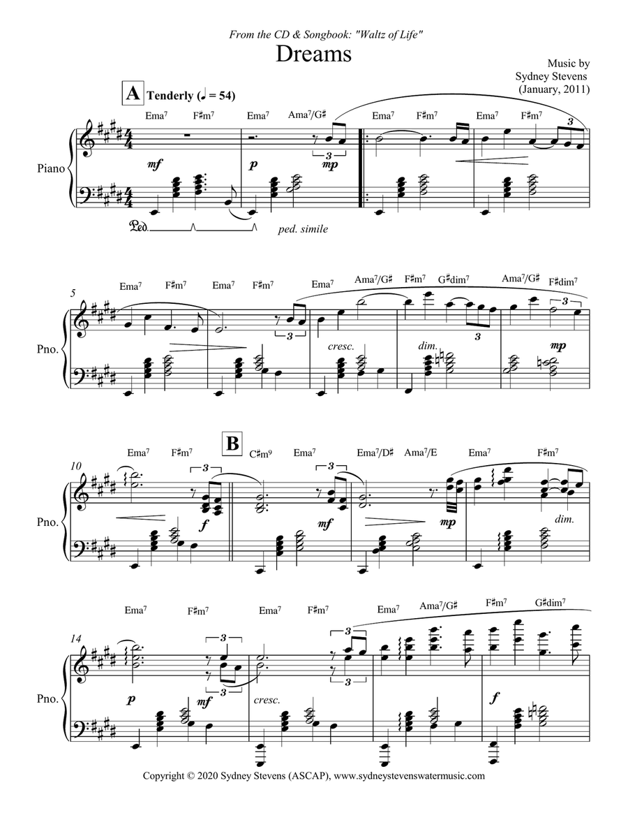 Dreams Piano Solo scores gallery preview page 2