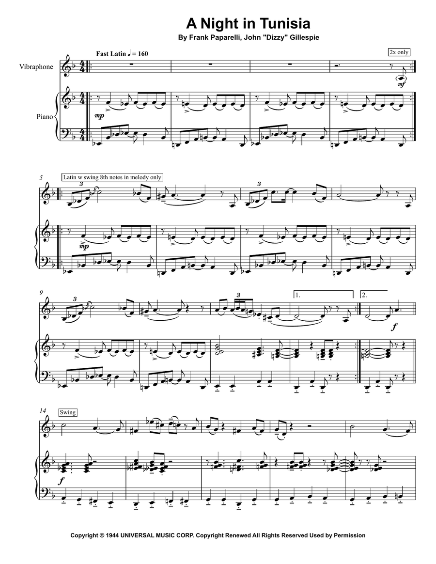 A Night In Tunisia Piano Method scores gallery preview page 2